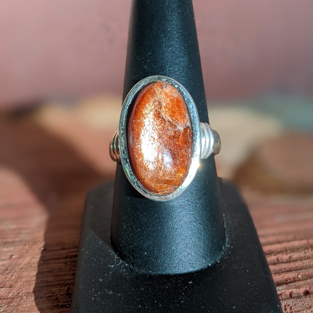 Elegant Silver and Brown Stone Ring